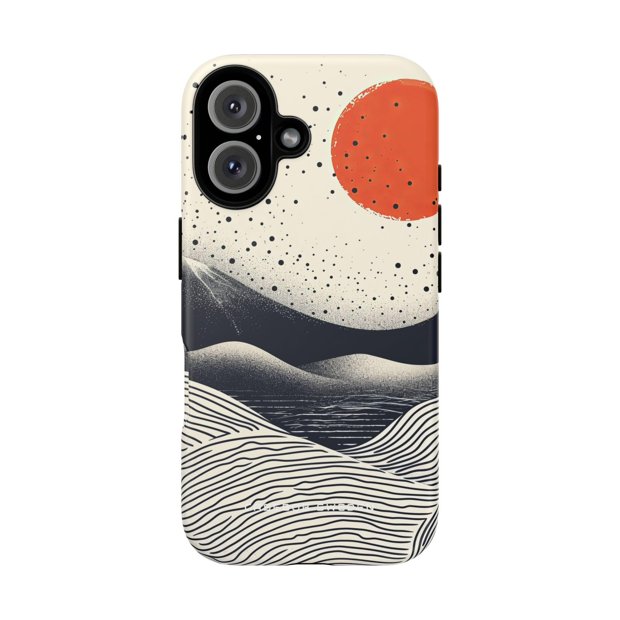 Red Sun Over Flowing Horizons iPhone 16 - Tough Phone Case