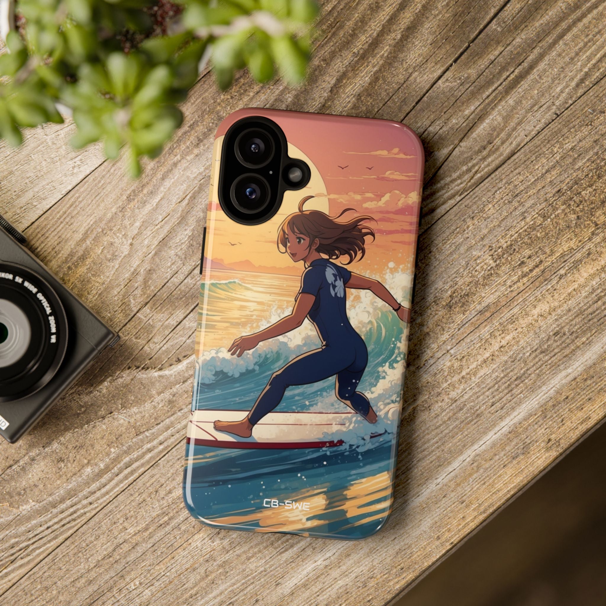 Surfing Into Sunset - iPhone Case