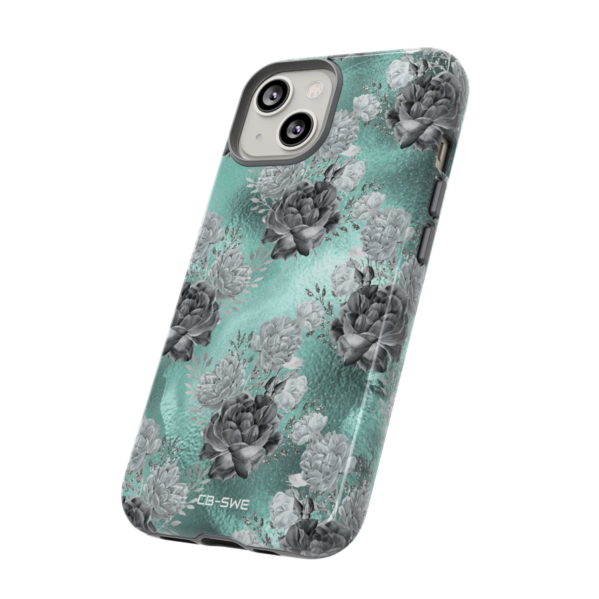 Teal Floral Elegance - iPhone Case