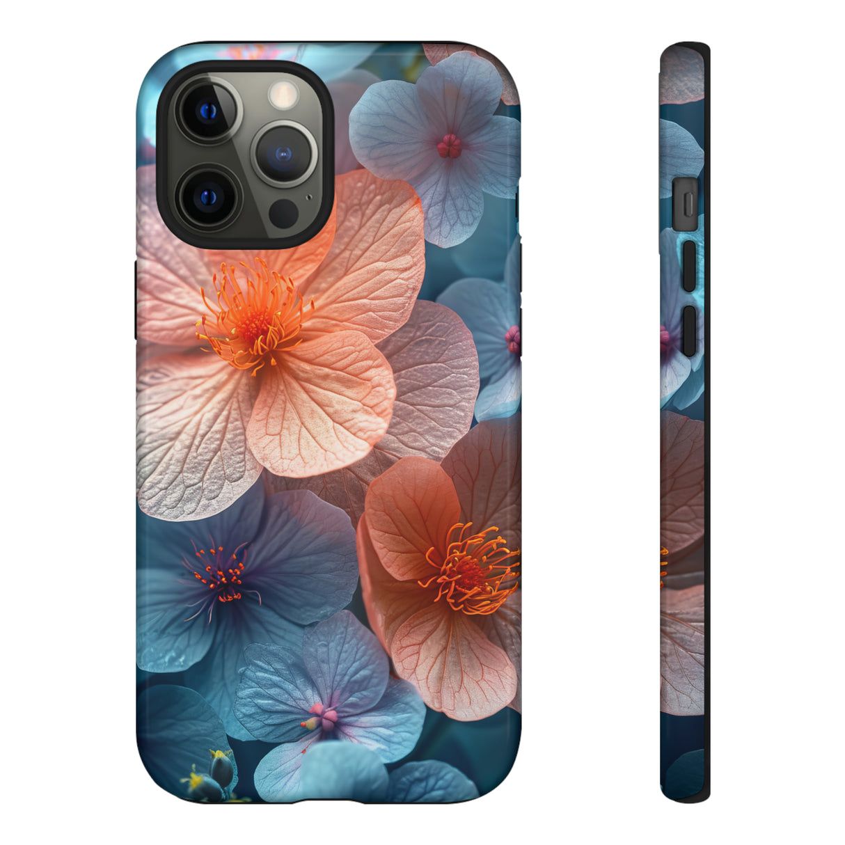 Hellblaue Floral Serenity - Schutzhülle fürs Handy