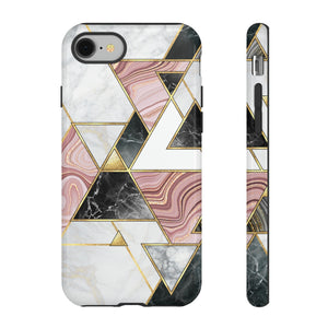 White Pink Mosaic - Protective Phone Case