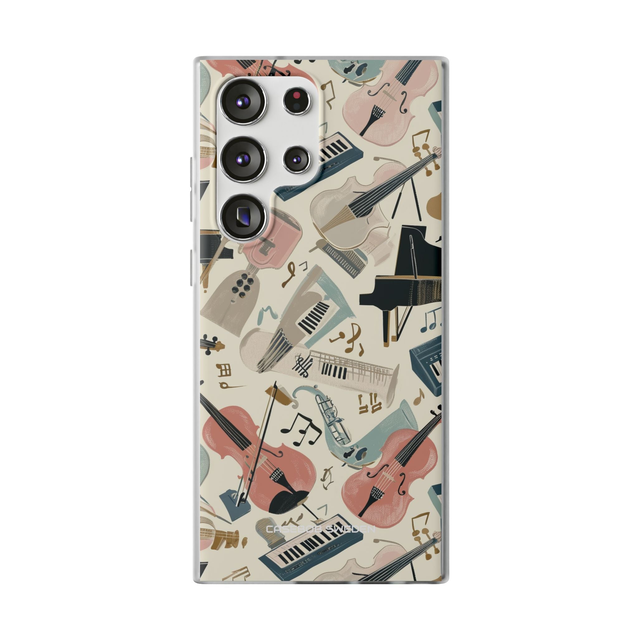 Beige Musical Instruments Pattern - Flexi Samsung S23 Phone Case