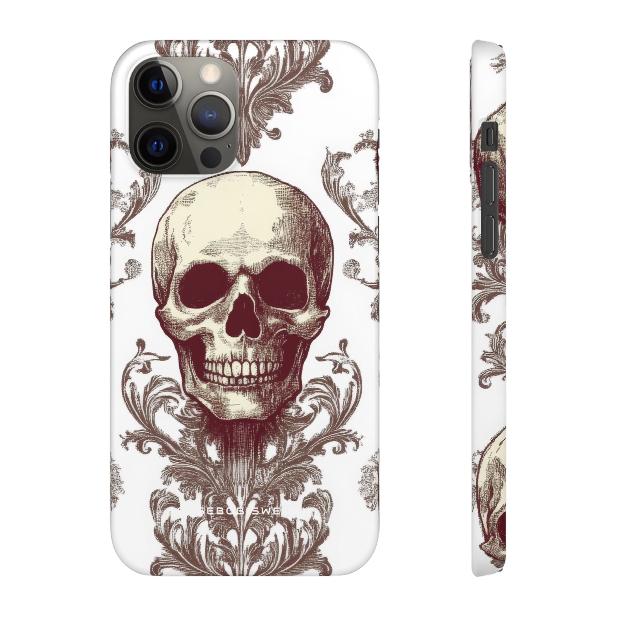 Gothic Skulls and Ornate Foliage iPhone 12 - Slim Phone Case