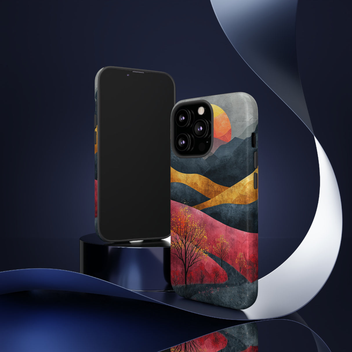 Nature's Geometry: Bright Sunset Mountain - Protective Phone Case