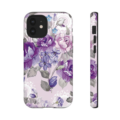 Beautiful vintage purple flower iPhone case - Protective Phone Case