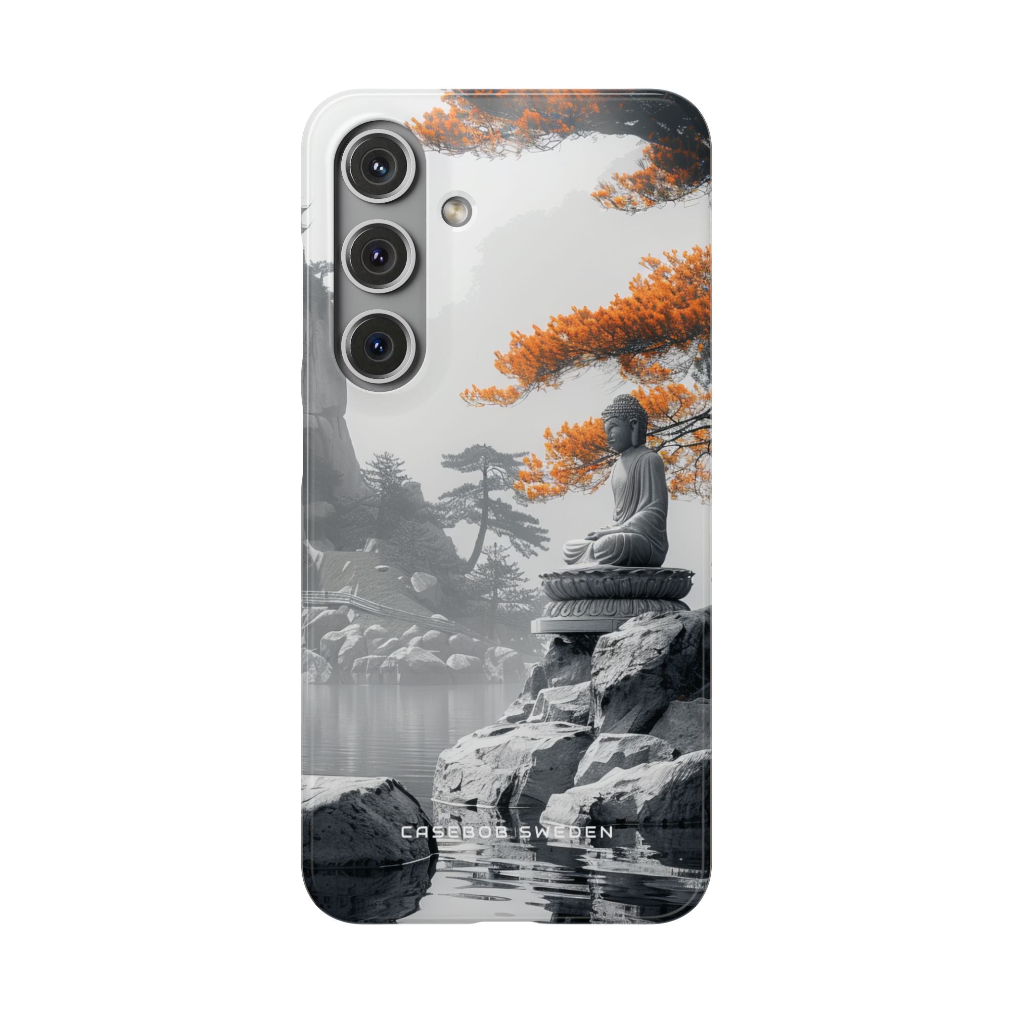 Zen Serenity: Tranquil Landscape with Buddha and Pagoda Samsung S24 - Slim Phone Case