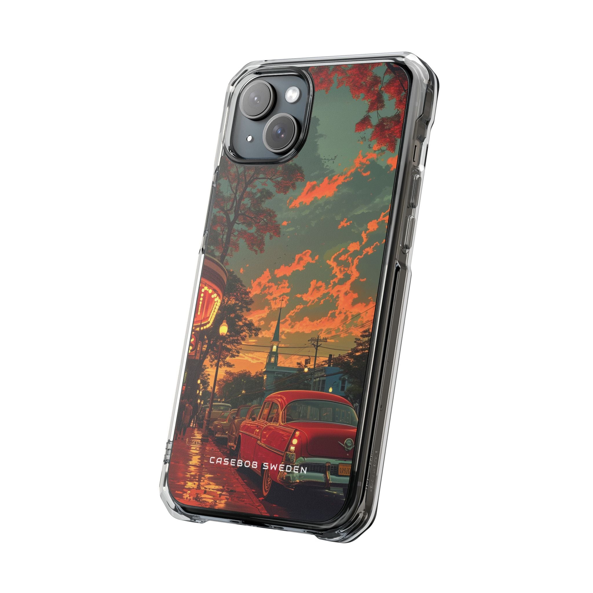 Mid-Century Nostalgia Streetscape iPhone 15 - Clear Impact Phone Case