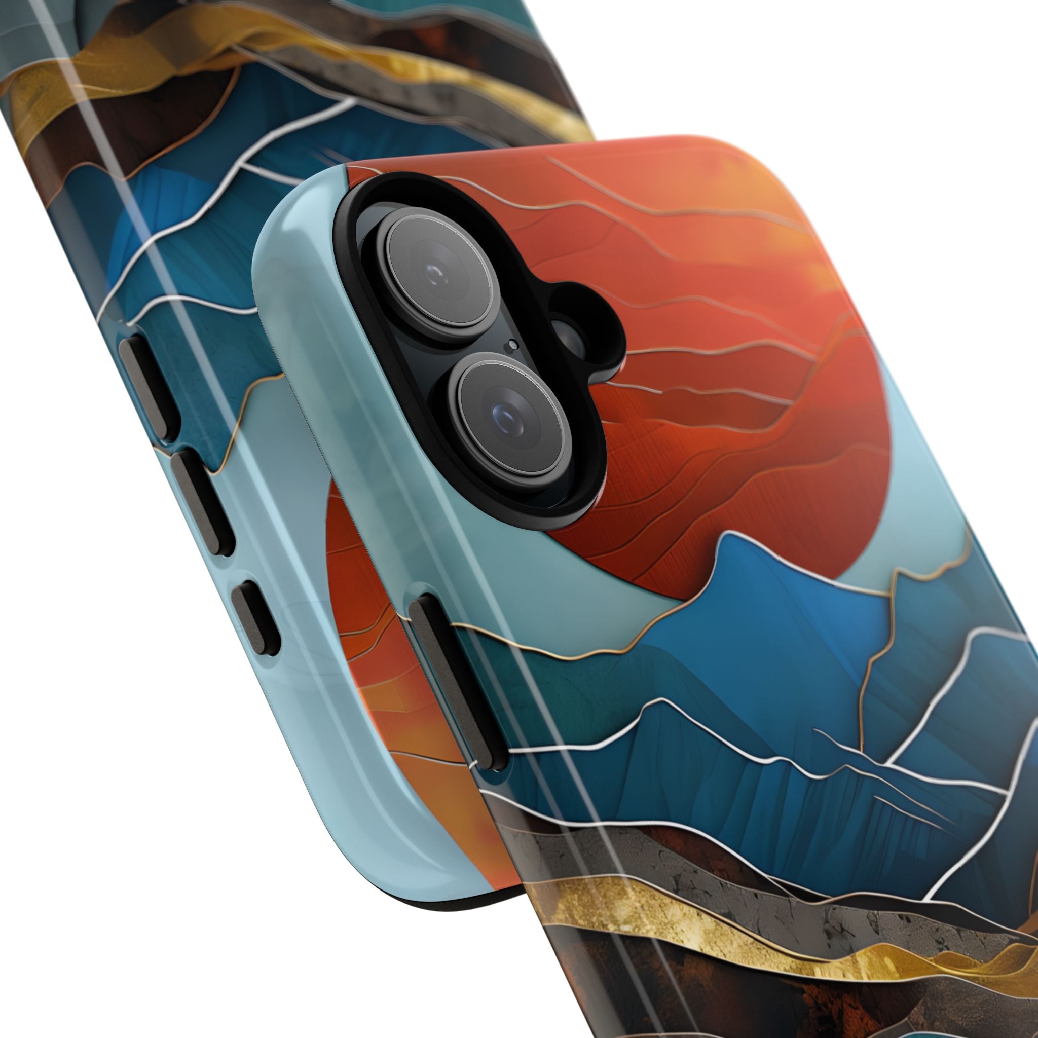 Sunset Geometry Waves - iPhone Case