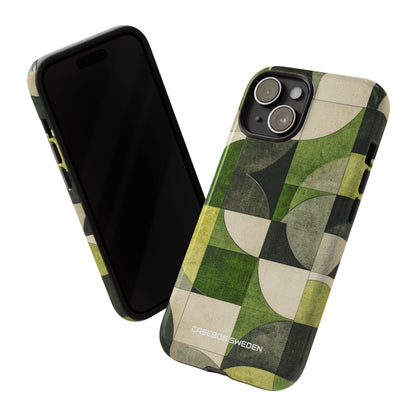 Green Geometric Harmony - Tough iPhone 15 Phone Case