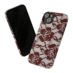 Rote Spitze Gothic Blume - Schutzhülle für Handy