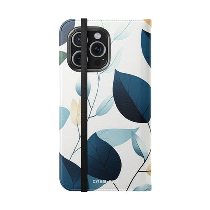Navy Leaf Veins - iPhone 15 Pro Max Case - Wallet