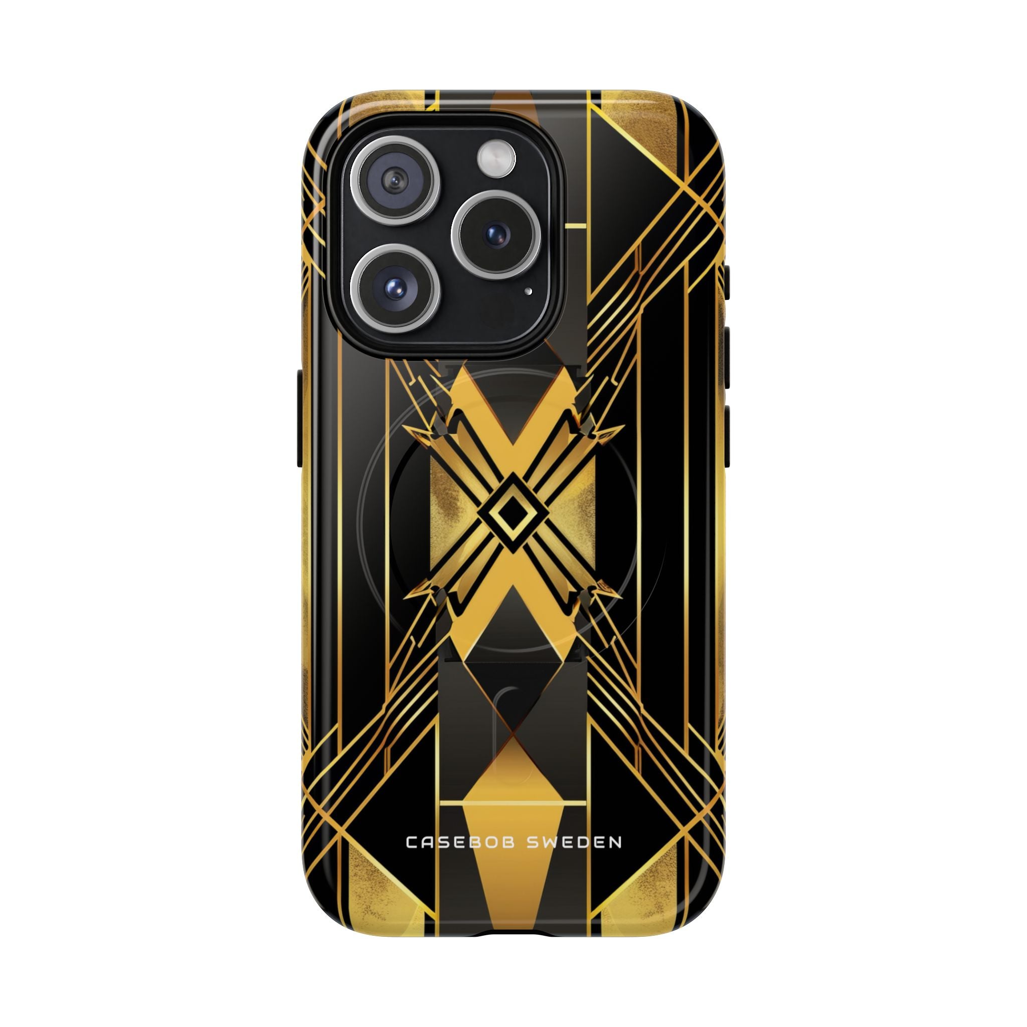 Golden Geometric Elegance iPhone 15 | Tough+ Phone Case