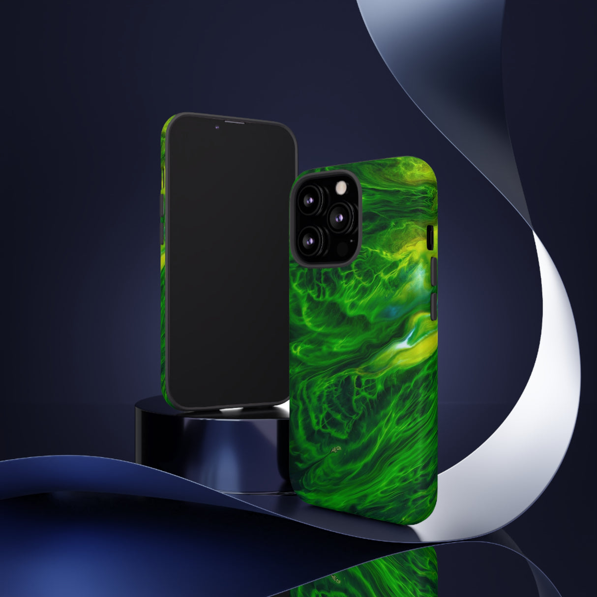 Neon Green Wave Ink Art iPhone Case (Protective) Phone Case