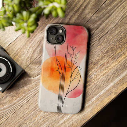 Curved Stem Sunset iPhone 15 Plus Case - Tough