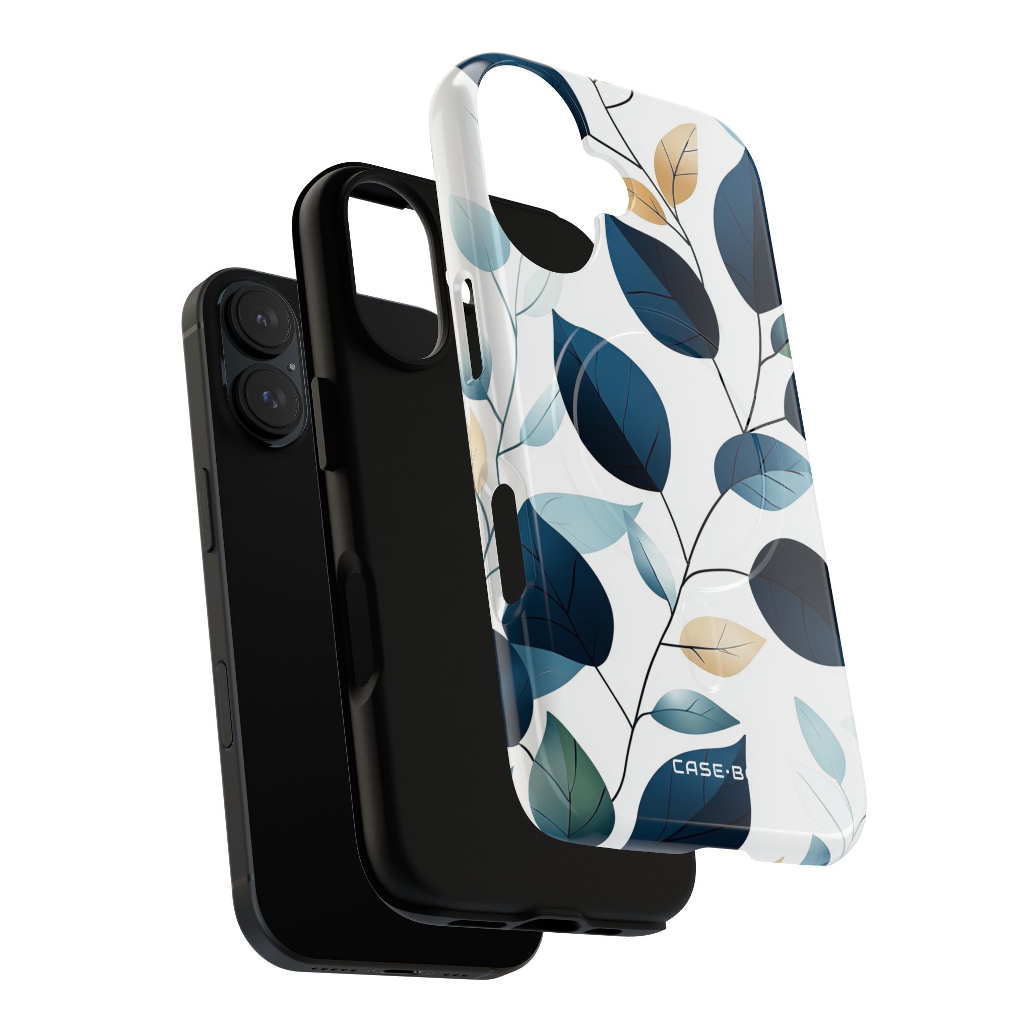 Navy Leaf Veins iPhone 16 Case - Tough+