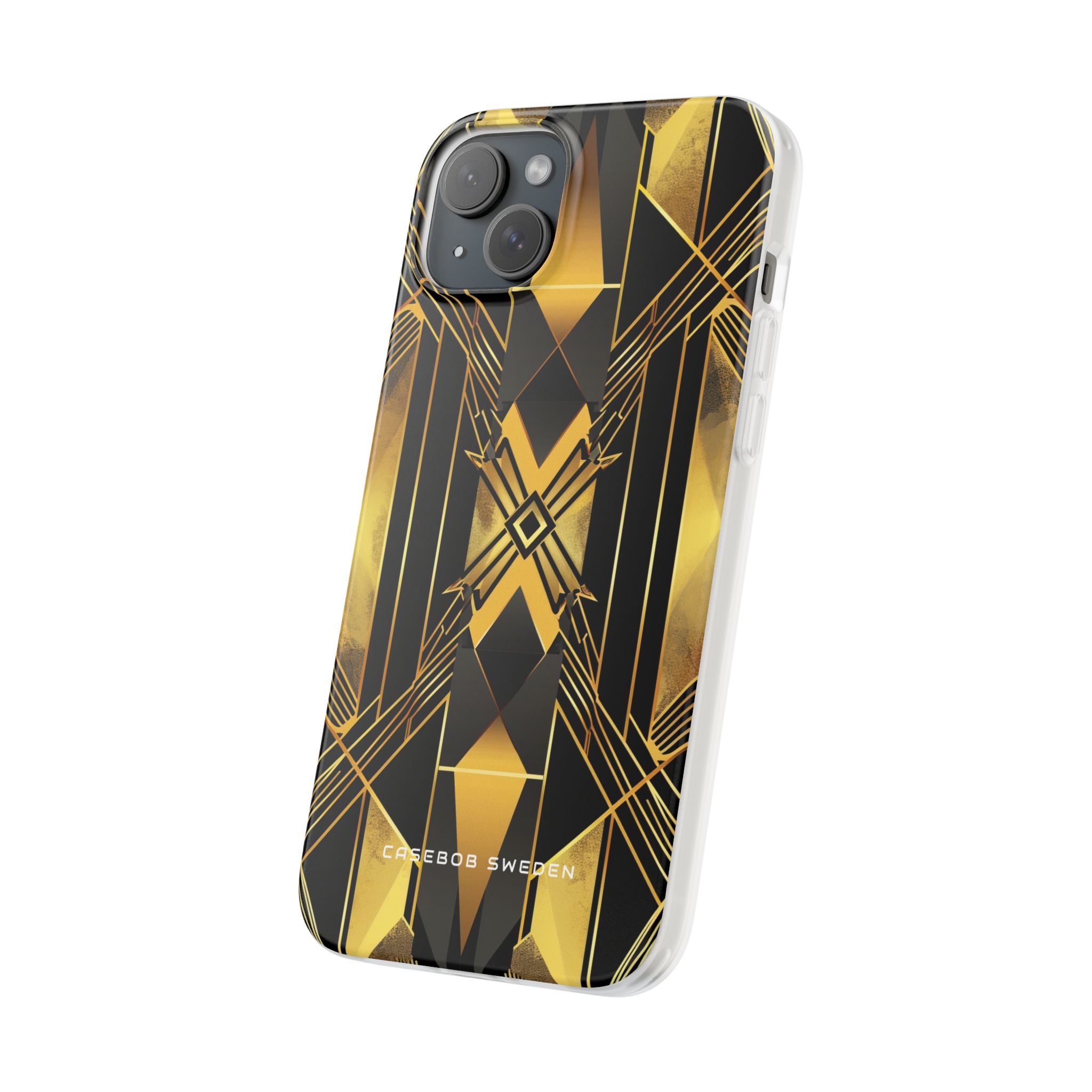 Golden Geometric Elegance iPhone 15 - Flexi Phone Case