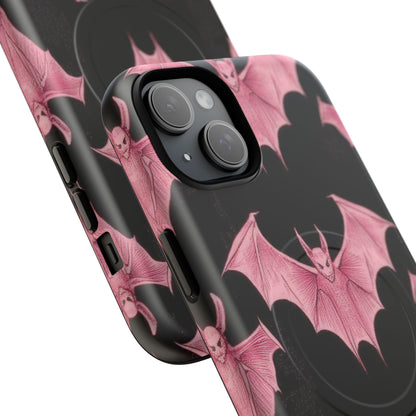 Gothic Pink Bats Aflame iPhone 15 | Tough+ Phone Case