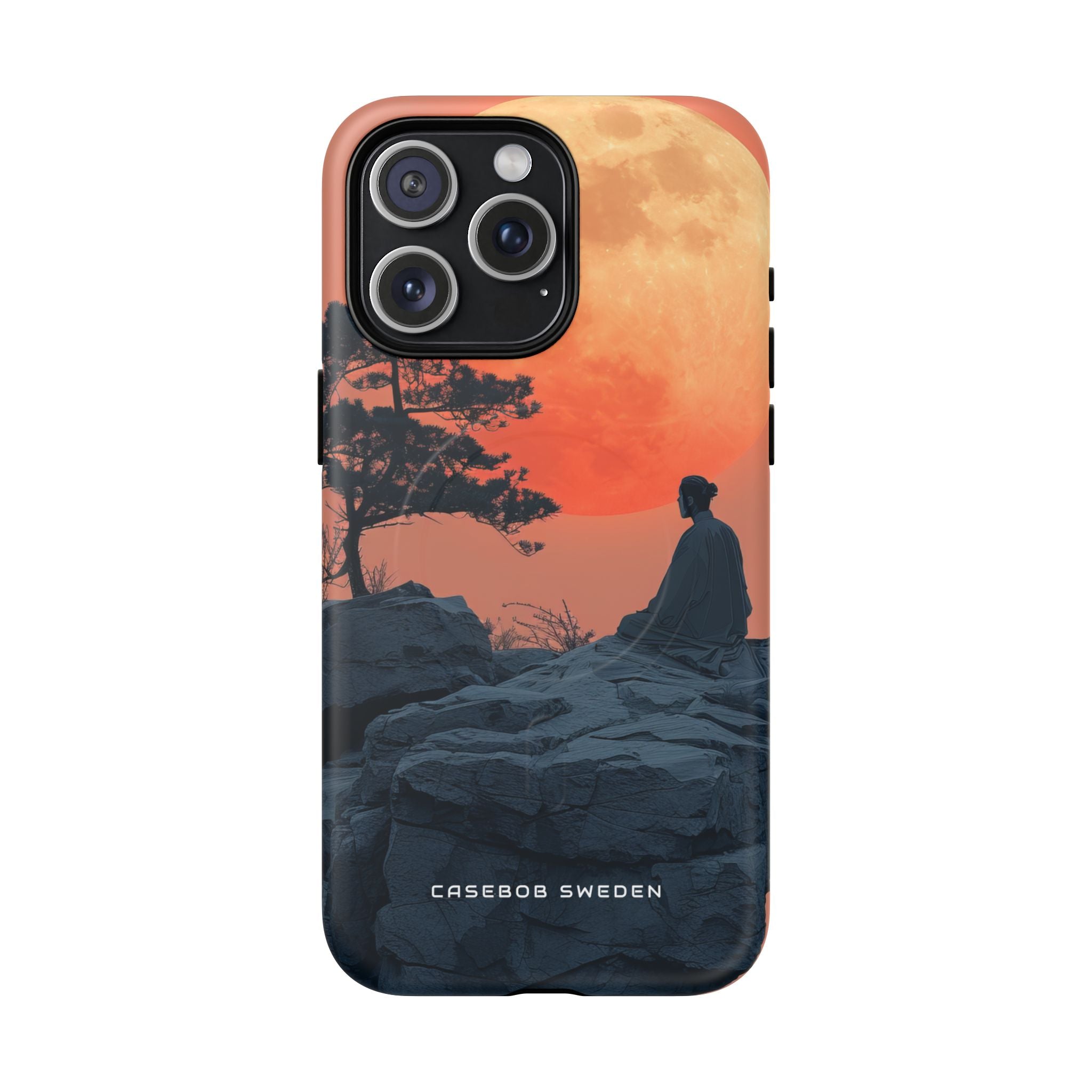 Zen Tranquility Under a Red Moon iPhone 15 | Tough+ Phone Case