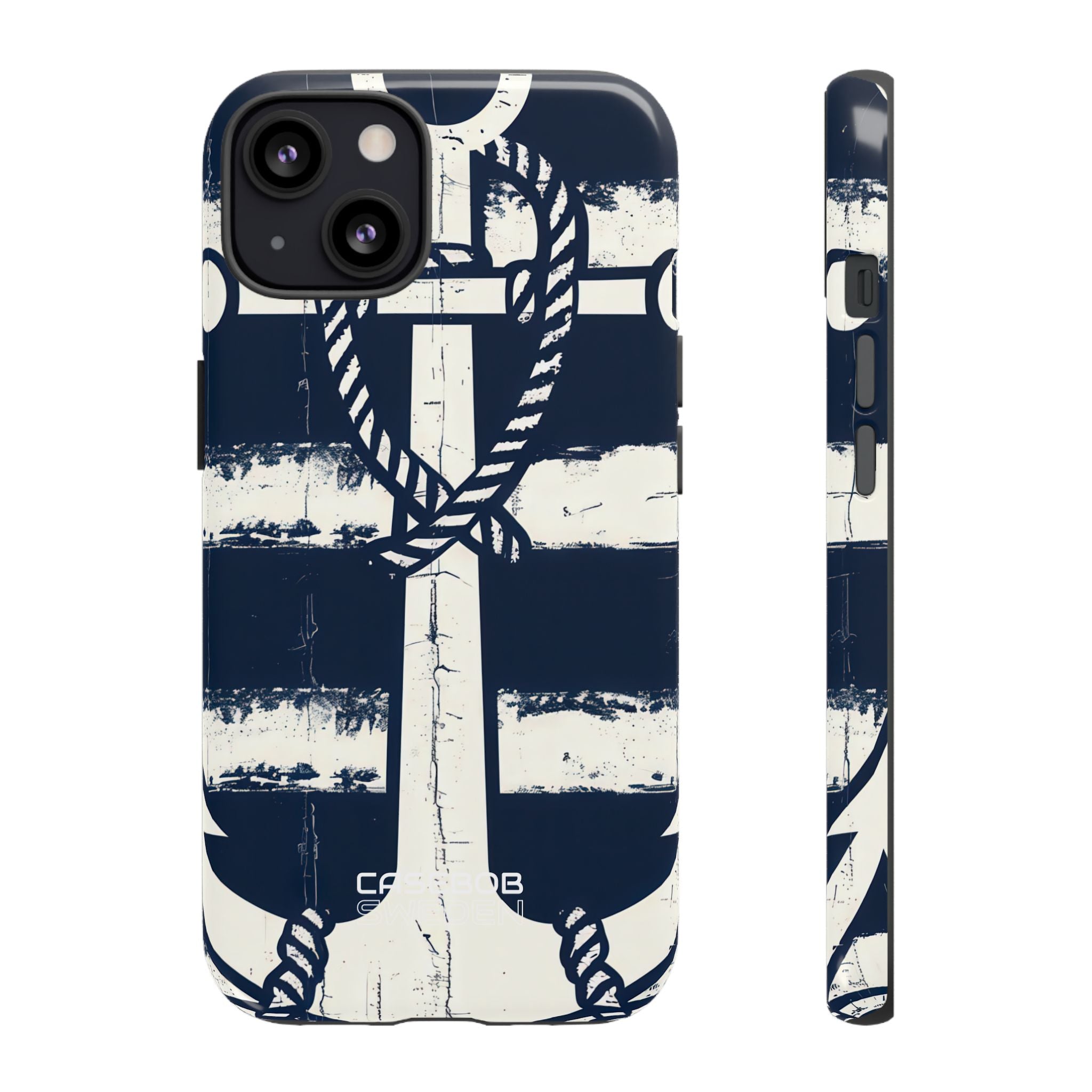 Navy Anchor Stripes iPhone 13 - Tough