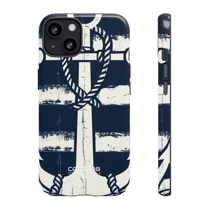 Navy Anchor Stripes iPhone 13 - Tough