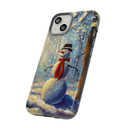 Oil painting - Happy Snowman - Protective Phone Case