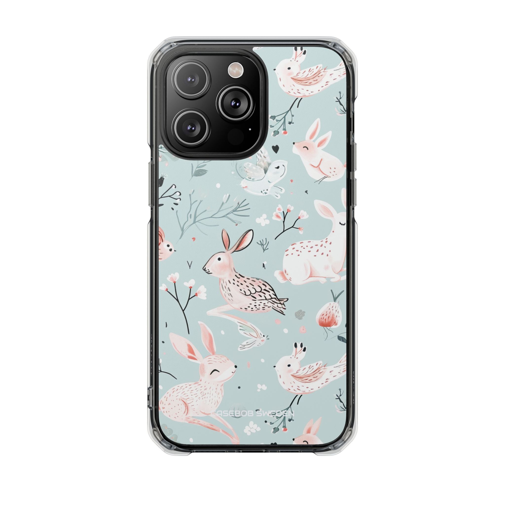 Whimsical Bunny Blossom - Clear Impact iPhone 14 Phone Case