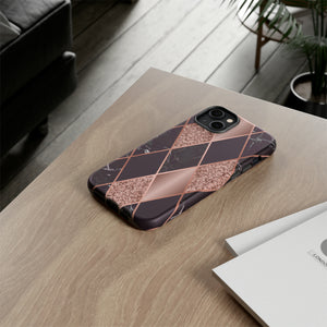 Pink Black Geometric - Protective Phone Case