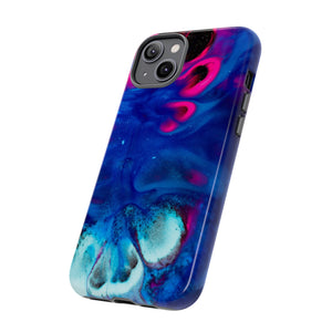 Bright Dark Blue Ink Art iPhone Case (Protective) Phone Case