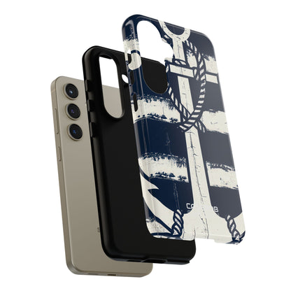 Navy Anchor Stripes Samsung S24 - Tough
