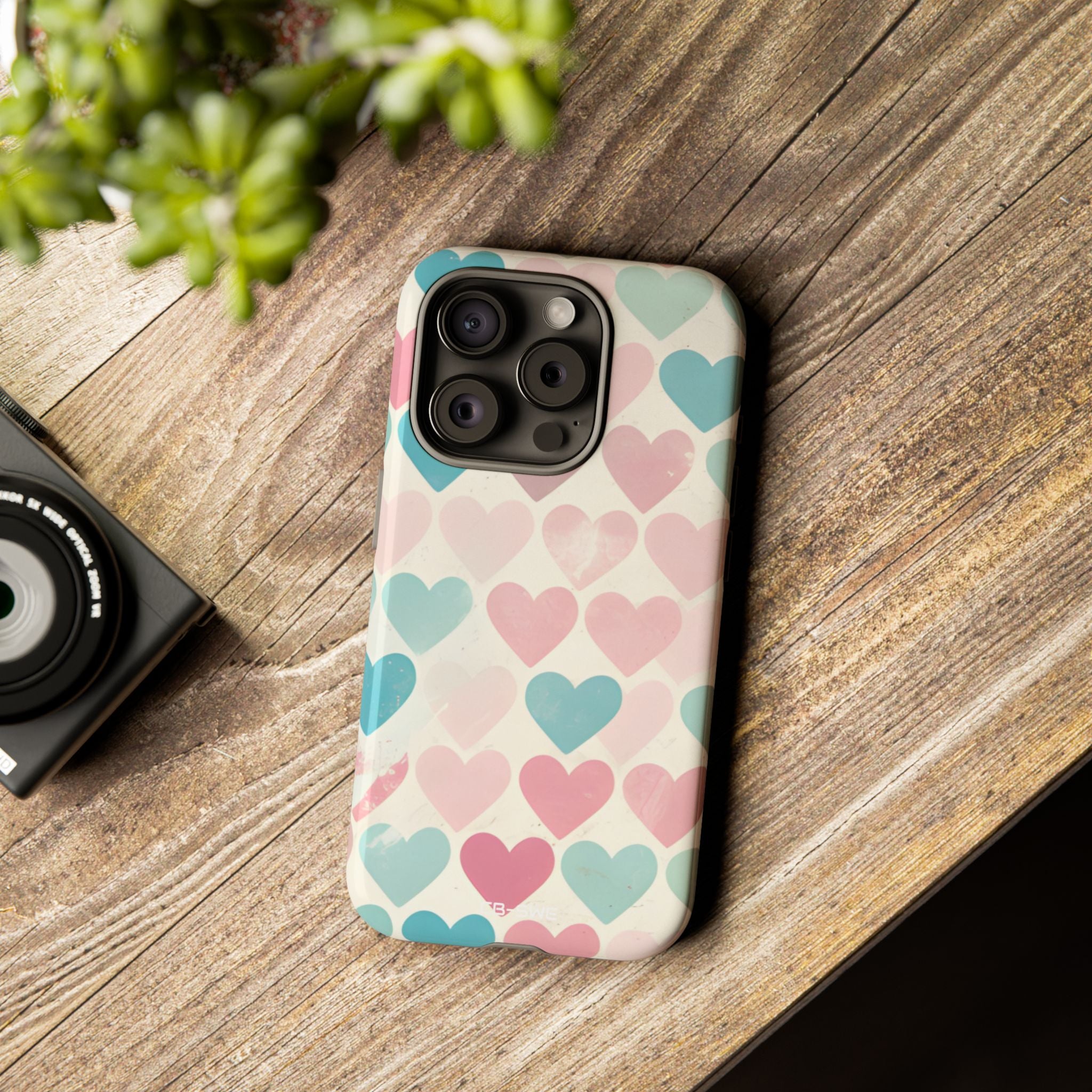 Retro Hearts Symmetry - iPhone Case