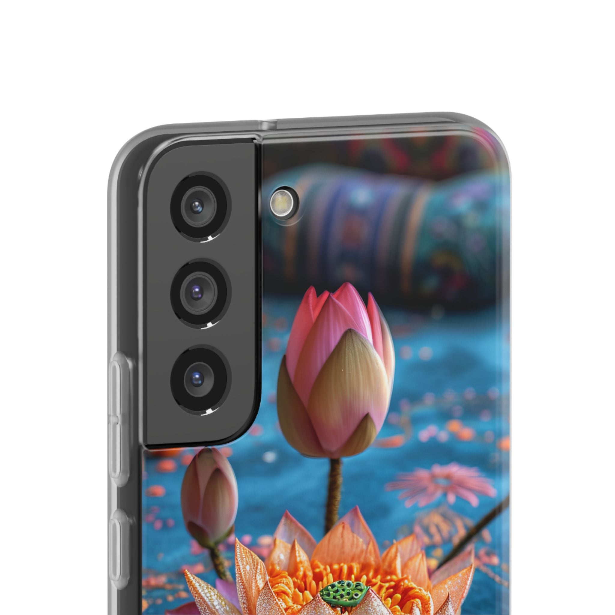 Vibrant Lotus Embroidery - Flexi Samsung S22 Phone Case