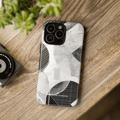 Geometric Monochrome Flow iPhone 16 - Tough Phone Case