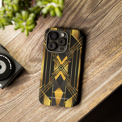 Golden Geometric Elegance iPhone 15 - Tough Phone Case