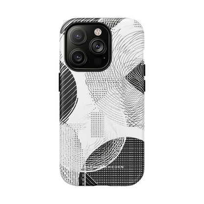 Geometric Monochrome Flow iPhone 14 | Tough+ Phone Case