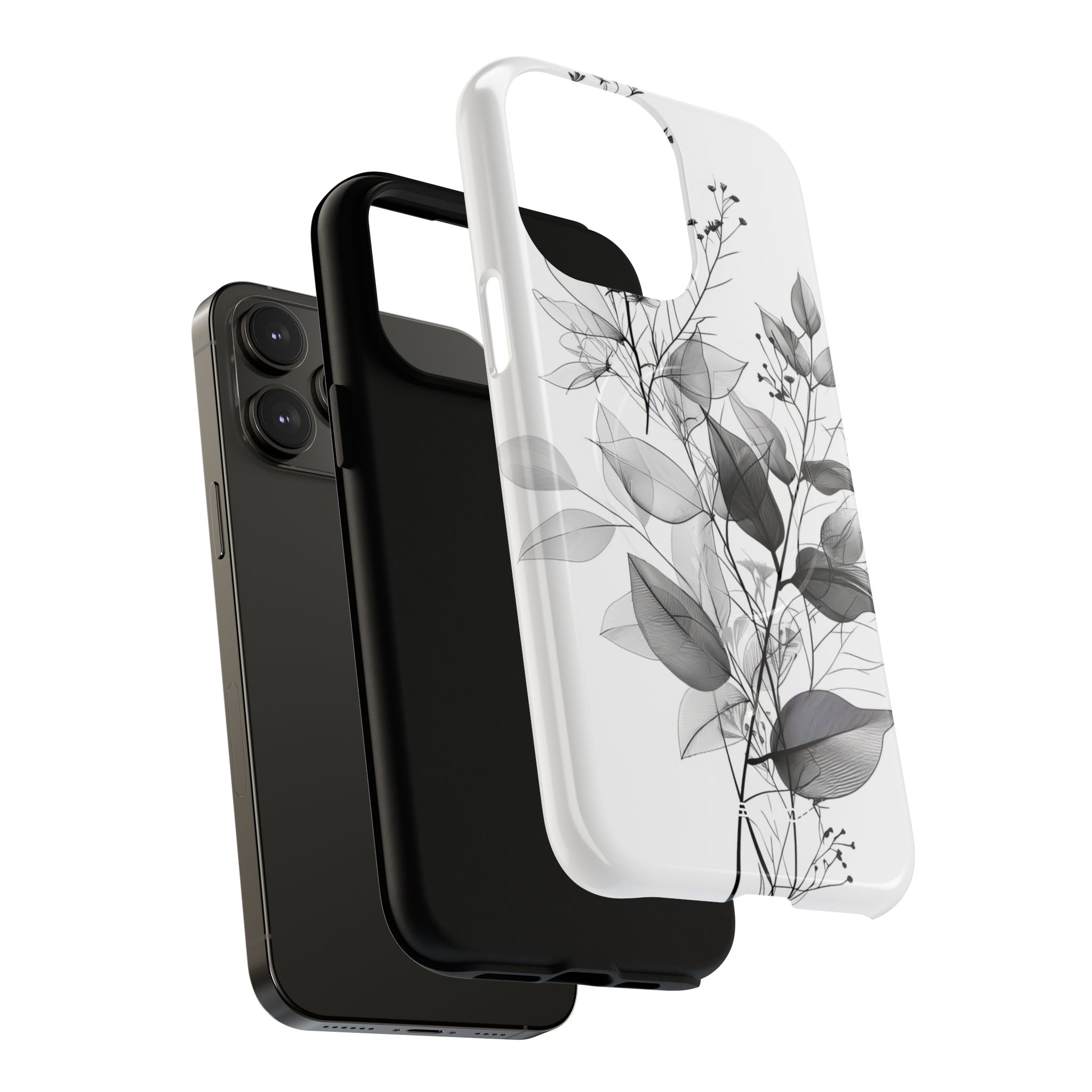 Veined Leaves Gray iPhone 14 Pro Max Case - Tough+