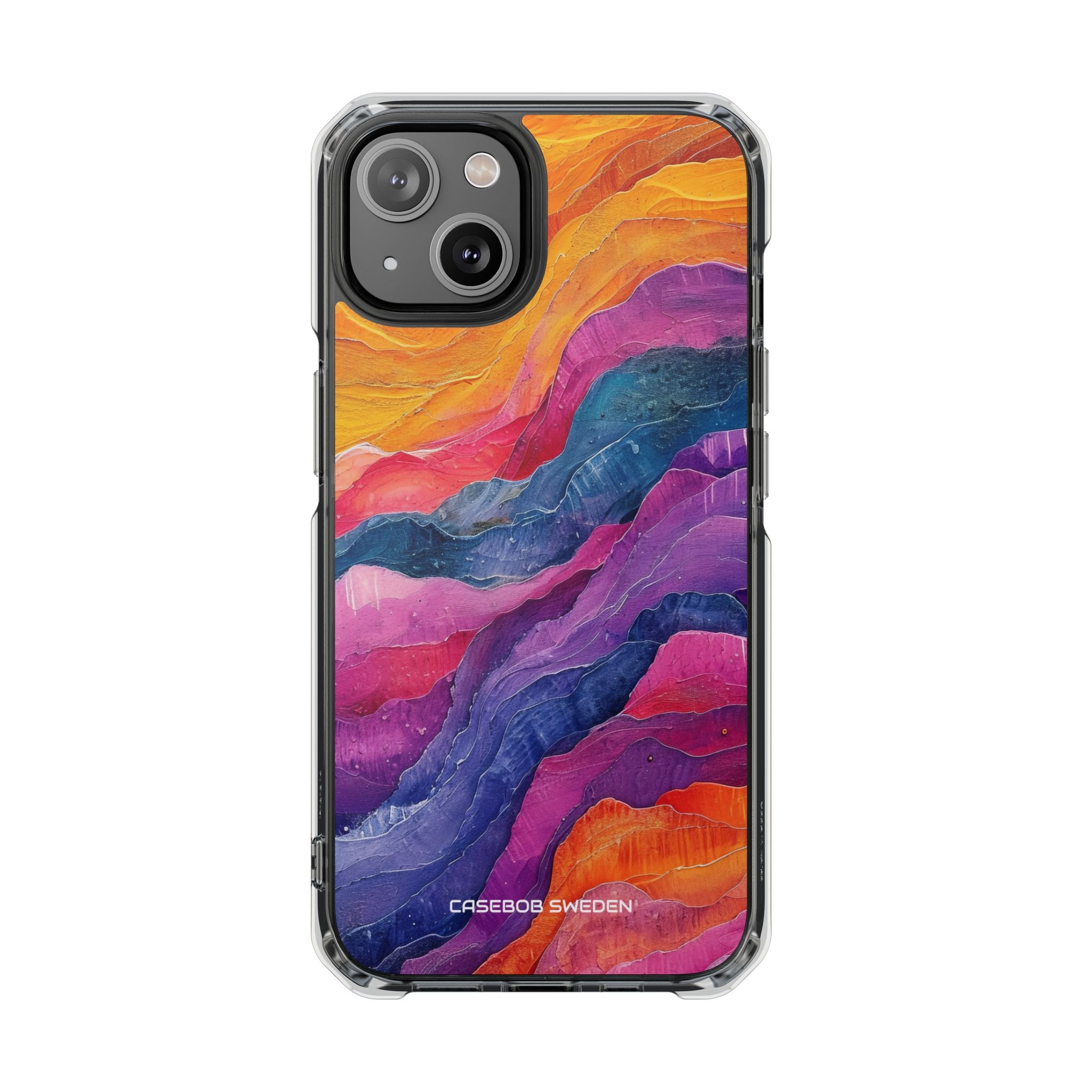 Vibrant Abstract Waves - Clear Impact iPhone 14 Phone Case