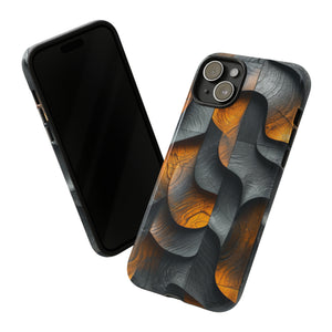 Grey Fire Orange Geometry - Protective Phone Case