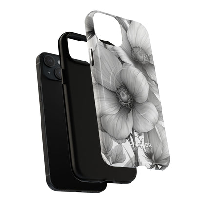 Graustufen-Blumenharmonie iPhone 15 – Robust+
