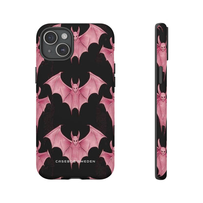 Gothic Pink Bats Aflame iPhone 15 - Tough Phone Case