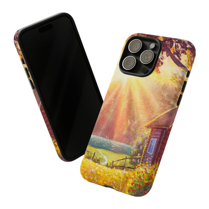 Flower Bushes Wooden House - Protective Phone Case