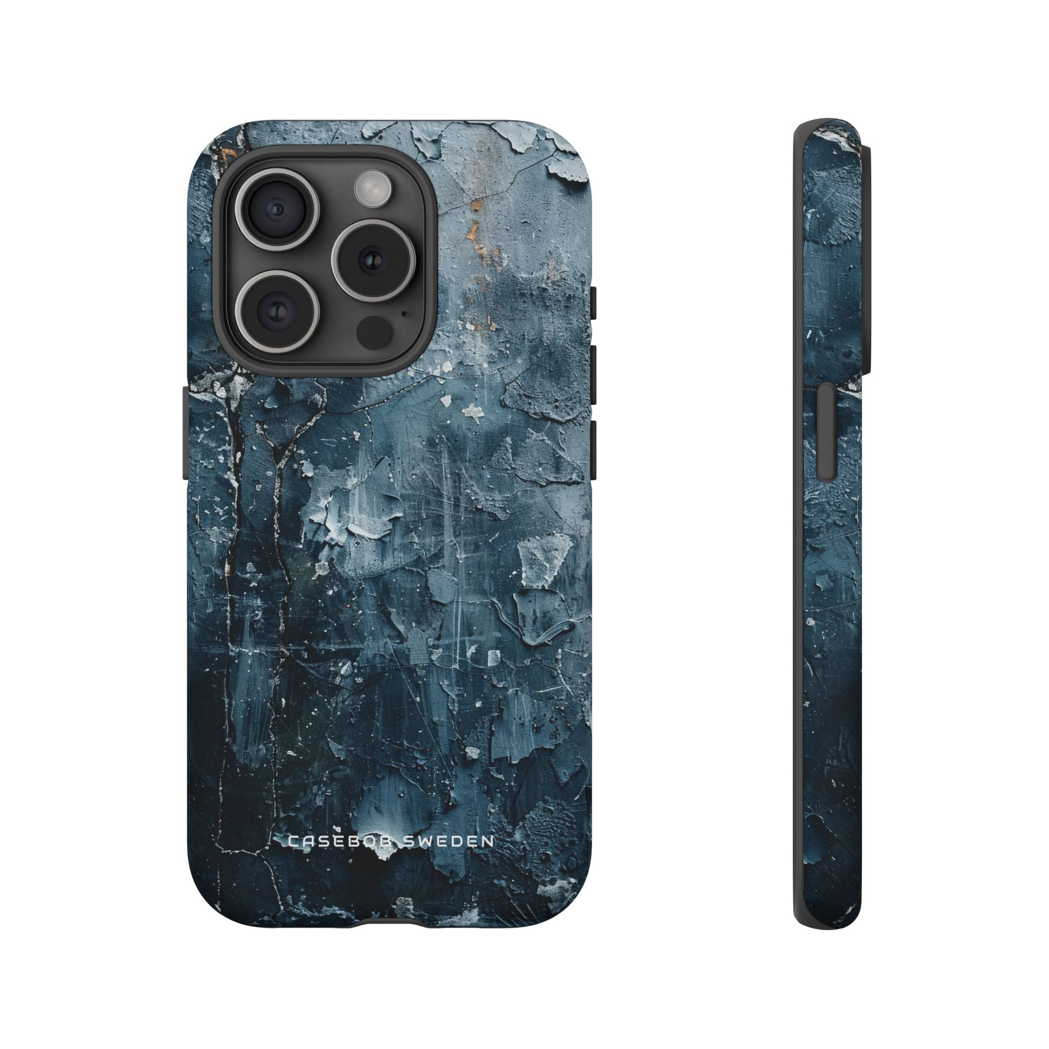 Weathered Blue Tapestry with Cracked Layers iPhone 15 - Tough Phone Case