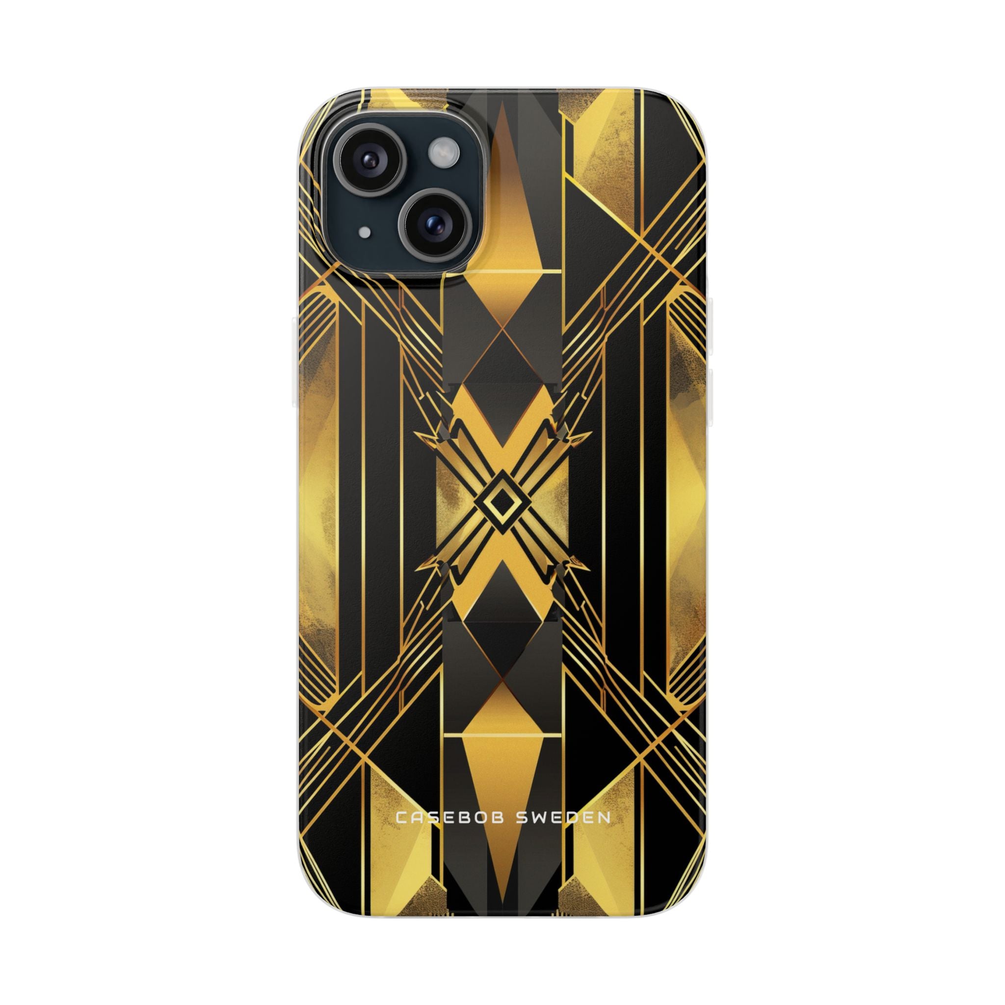 Golden Geometric Elegance iPhone 15 - Flexi Phone Case