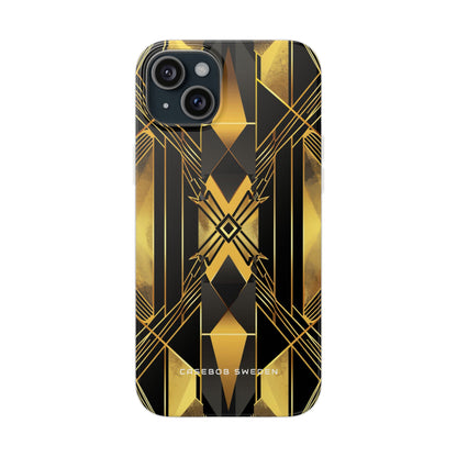 Golden Geometric Elegance iPhone 15 - Flexi Phone Case