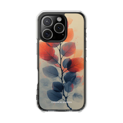 Orange Gray Leaves - Clear Impact iPhone 16 Phone Case