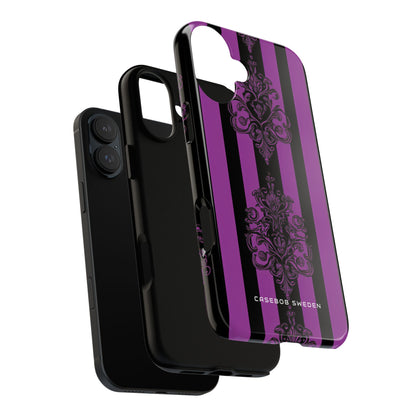 Gothic Elegance with Vertical Stripes and Ornamental Motifs iPhone 16 - Tough Phone Case