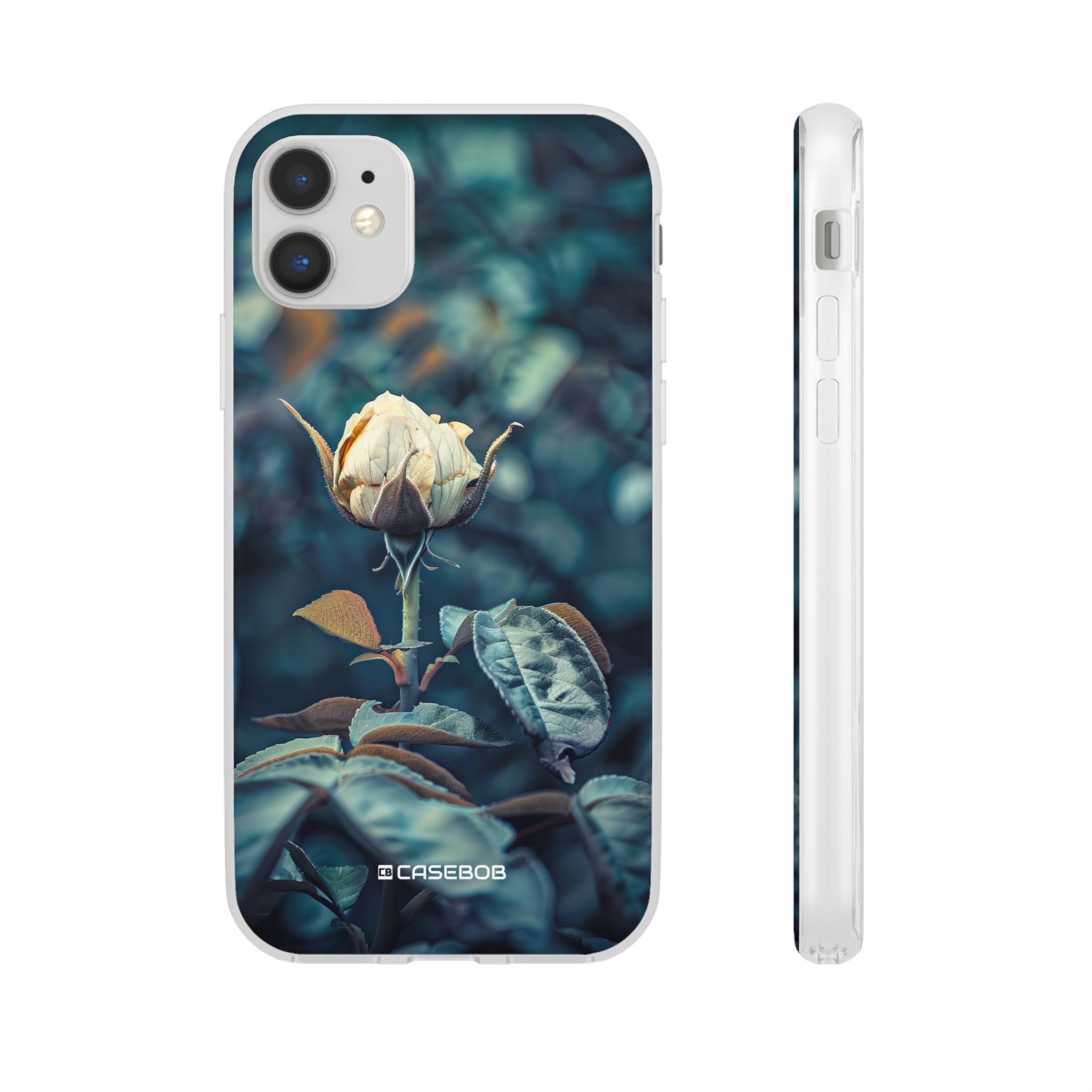 Teal Rosebud Serenade | Flexible Phone Case for iPhone