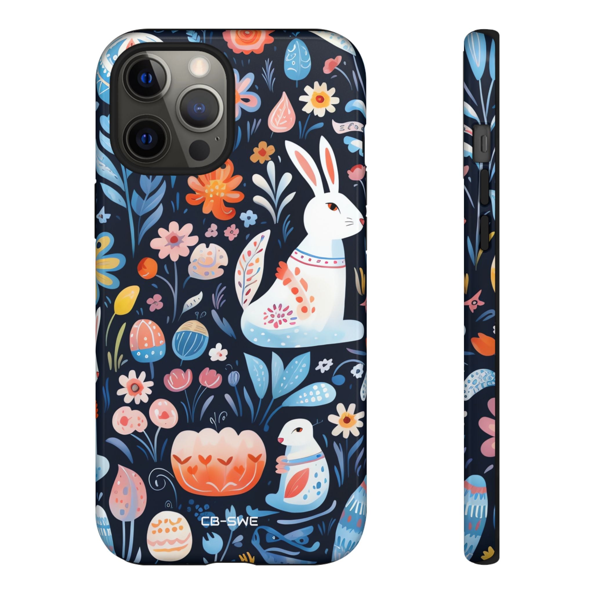 Bunnies Play Among Flowers - iPhone Case