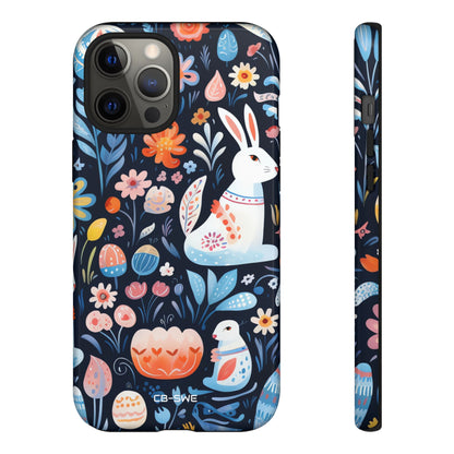 Bunnies Play Among Flowers - iPhone Case