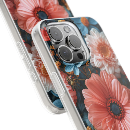 Coral Teal Blooms - Flexi iPhone 16 Phone Case