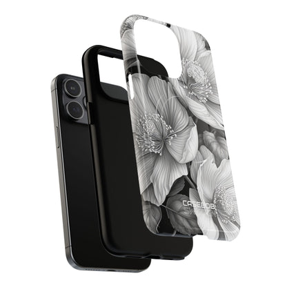 Monochrome Petal Dance iPhone 15 – Robust+